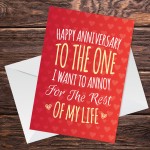 Anniversary Card Funny Comedy Humour Cheeky Joke Husband Wife