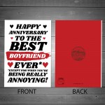 Funny Joke Anniversary Card For Best Boyfriend Rude Card For Him