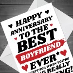 Funny Joke Anniversary Card For Best Boyfriend Rude Card For Him