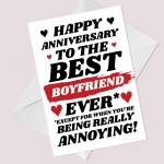 Funny Joke Anniversary Card For Best Boyfriend Rude Card For Him