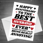 Funny Joke Anniversary Card For Best Husband Rude Card For Him
