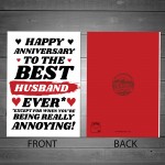 Funny Joke Anniversary Card For Best Husband Rude Card For Him