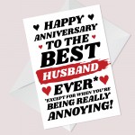 Funny Joke Anniversary Card For Best Husband Rude Card For Him