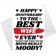 Funny Joke Anniversary Card For Best Wife Rude Card For Him