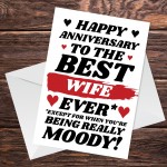 Funny Joke Anniversary Card For Best Wife Rude Card For Him