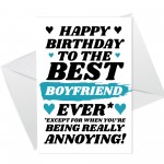 Funny Joke Birthday Card For Best Boyfriend Rude Card For Him