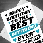 Funny Joke Birthday Card For Best Boyfriend Rude Card For Him