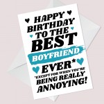 Funny Joke Birthday Card For Best Boyfriend Rude Card For Him