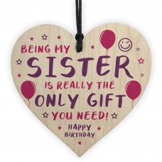 Funny Sister Birthday Gifts From Brother Novelty Wooden Heart