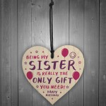 Funny Sister Birthday Gifts From Brother Novelty Wooden Heart