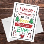 Cute Happy Christmas Card For Teacher Nursery Preschool School