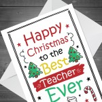 Cute Happy Christmas Card For Teacher Nursery Preschool School