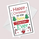 Cute Happy Christmas Card For Teacher Nursery Preschool School