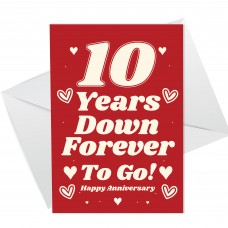 Funny Joke 10th Anniversary Card For Husband Wife Card For Him