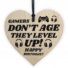 Gamer Birthday Gift For Son Brother Wooden Heart Gaming Sign