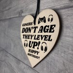 Gamer Birthday Gift For Son Brother Wooden Heart Gaming Sign