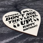 Gamer Birthday Gift For Son Brother Wooden Heart Gaming Sign