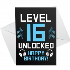 Funny 16th Birthday Card For Son Brother LEVEL 16 Humour Card