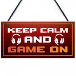 Keep Calm Game On Novelty Gaming Sign Games Room Decor Gift