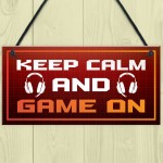 Keep Calm Game On Novelty Gaming Sign Games Room Decor Gift