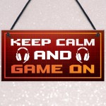 Keep Calm Game On Novelty Gaming Sign Games Room Decor Gift