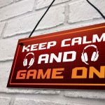 Keep Calm Game On Novelty Gaming Sign Games Room Decor Gift