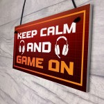 Keep Calm Game On Novelty Gaming Sign Games Room Decor Gift