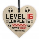 16th Birthday Gamer Gift Wooden Heart Novelty Birthday Gifts