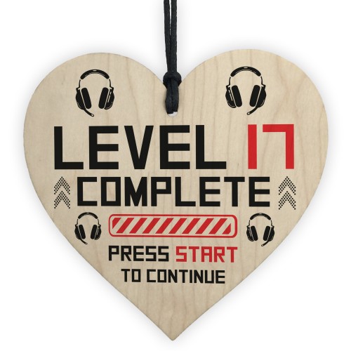 17th Birthday Gamer Gift Wood Heart Novelty 17th Birthday Gifts 