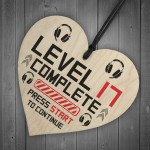 17th Birthday Gamer Gift Wood Heart Novelty 17th Birthday Gifts 