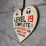 19th Birthday Gamer Gift Wood Heart Novelty 19th Birthday Gifts 