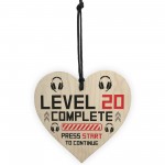 20th Birthday Gamer Gift Wood Heart Novelty 20th Birthday Gifts 