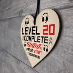 20th Birthday Gamer Gift Wood Heart Novelty 20th Birthday Gifts 