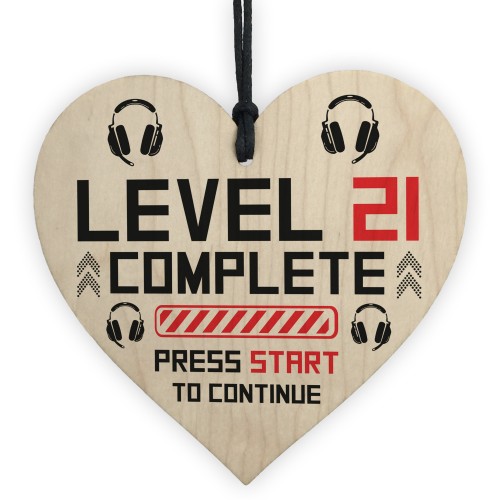 21st Birthday Gamer Gift Wood Heart Novelty 21st Birthday Gifts 