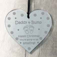 Daddy To Be Gift From Bump Engraved Heart Christmas Gift