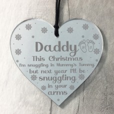 Daddy Gift From Bump Christmas Gift Personalised Engraved Heart
