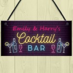 Cocktail Bar Personalised Sign For Home Bar Beer Gin Vodka Gifts