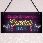 Cocktail Bar Personalised Sign For Home Bar Beer Gin Vodka Gifts