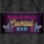 Cocktail Bar Personalised Sign For Home Bar Beer Gin Vodka Gifts