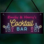 Cocktail Bar Personalised Sign For Home Bar Beer Gin Vodka Gifts