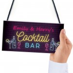 Cocktail Bar Personalised Sign For Home Bar Beer Gin Vodka Gifts
