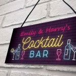 Cocktail Bar Personalised Sign For Home Bar Beer Gin Vodka Gifts