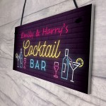 Cocktail Bar Personalised Sign For Home Bar Beer Gin Vodka Gifts