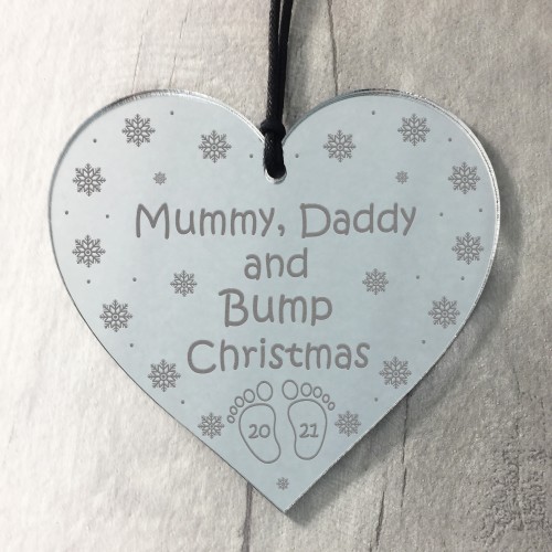 1st Christmas As Mummy Daddy Bump Plaque Chrsitmas Decoration