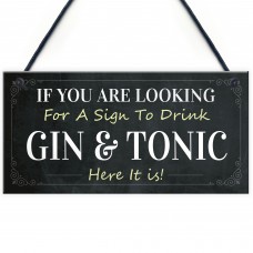 Funny Gin And Tonic Bar Sign Novelty Home Bar Decor Plaque Gin