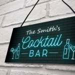 Personalised Cocktail Bar Neon Effect Hanging Decor Sign Novelty