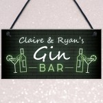 Personalised Gin Bar Neon Effect Hanging Home Bar Decor Plaques