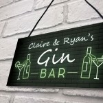 Personalised Gin Bar Neon Effect Hanging Home Bar Decor Plaques