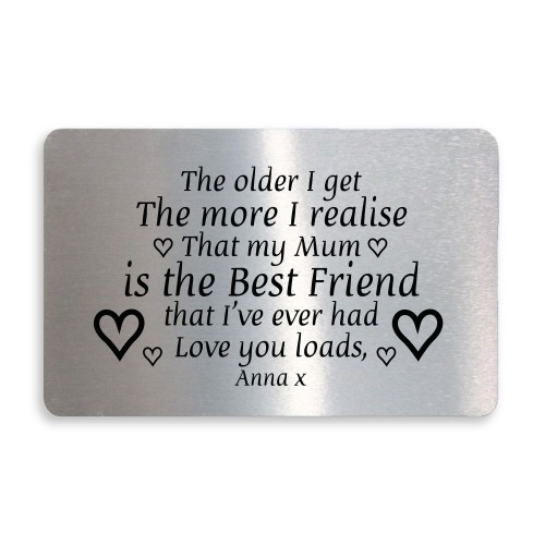 Thank You Gift For Best Friend Mum Metal Wallet Insert Birthday