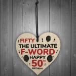50th Birthday Funny Wood Heart Gift For Friend Novelty Birthday